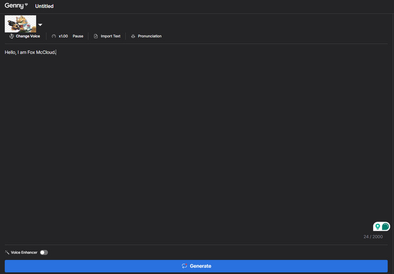 Genny AI フォックスボイスジェネレーター