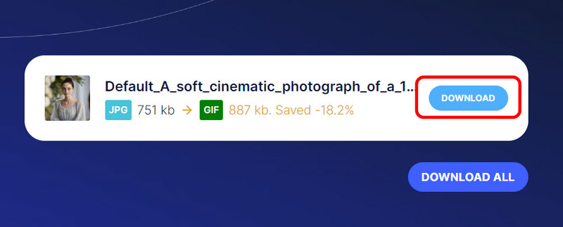 「Download」ボタン（Cloudinary）