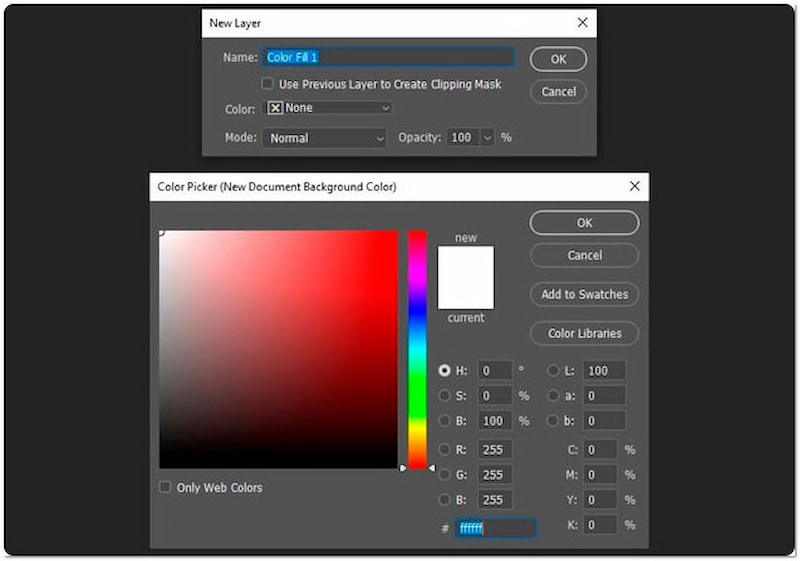新規塗りつぶしレイヤーにアクセス