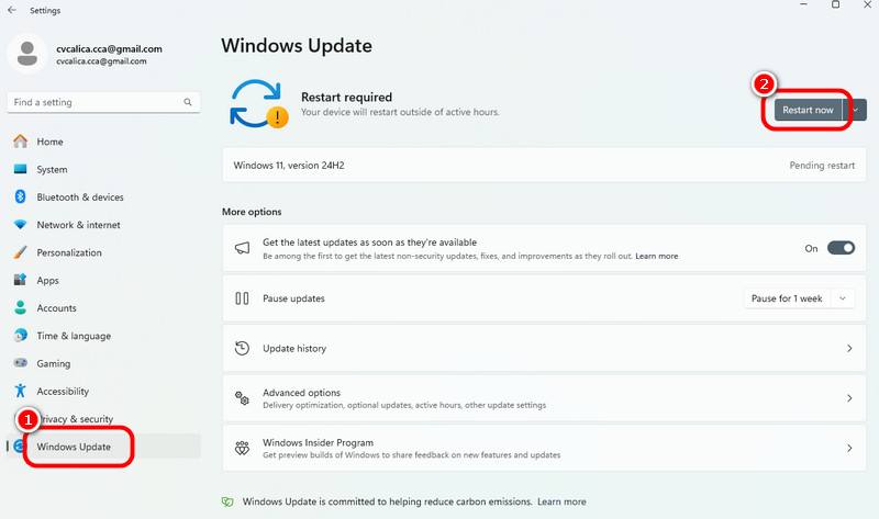 Windows Update の再起動をクリックする