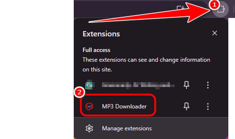 拡張機能に移動してコンテンツをダウンロード MP3ダウンローダー