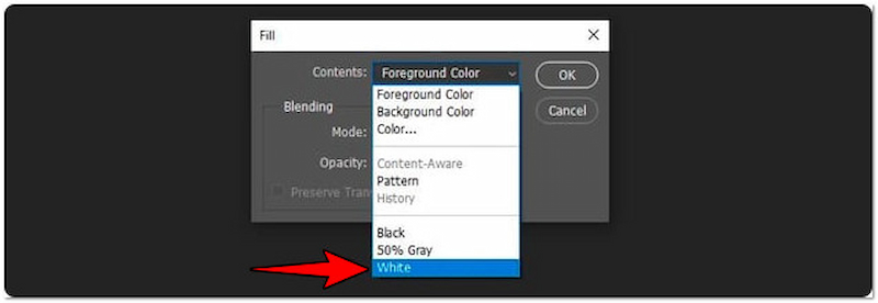 ホワイト（白）オプションを選択
