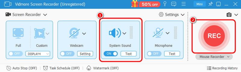 サウンドシステムの録音ボタン Vidmore