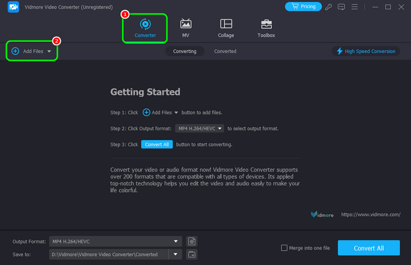 Converter セクション Add Files Vidmore