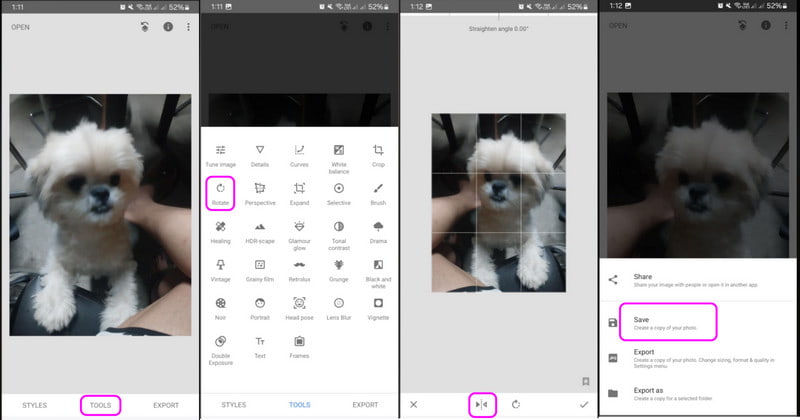 Snapseedで写真を反転