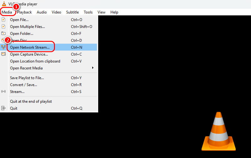 メディアセクション ネットワークストリーム VLC