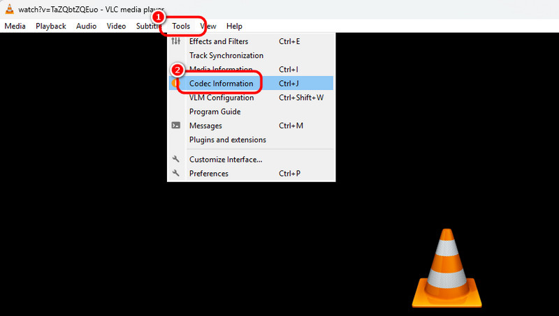 VLC の「ツール」→「コーデック情報」