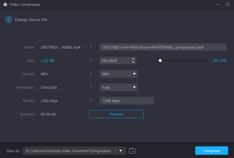 Vidmore Video Converter 動画圧縮機能