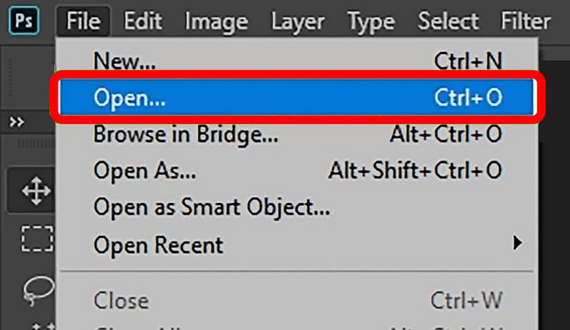 ［ファイル］>［開く］で画像を追加（Photoshop）