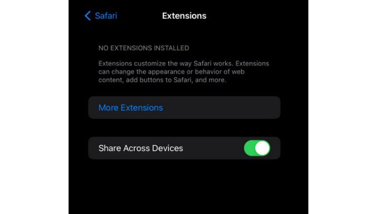 Safariの拡張機能を確認する