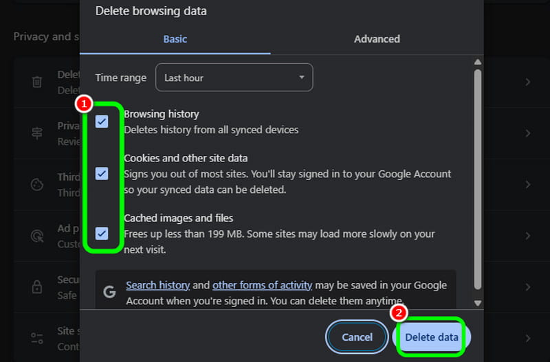 YouTubeのキャッシュとCookieを削除
