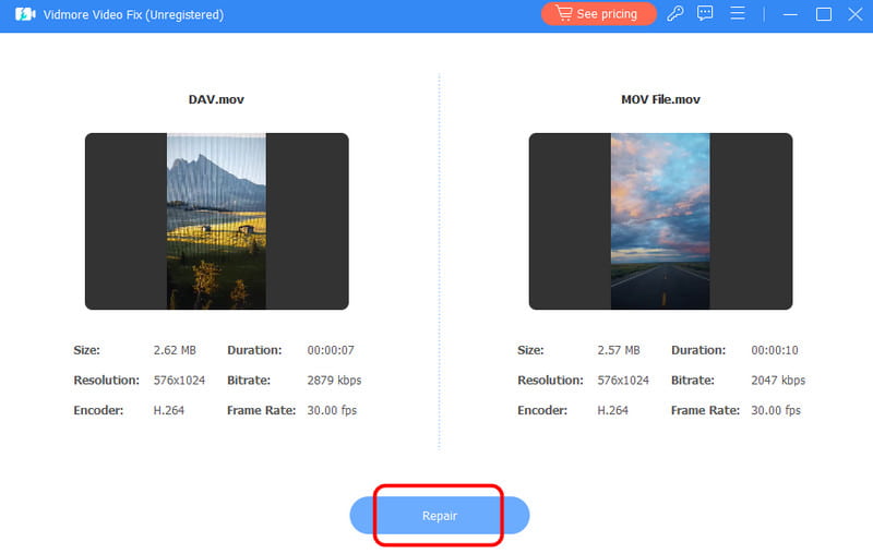 修復ボタン Vidmore
