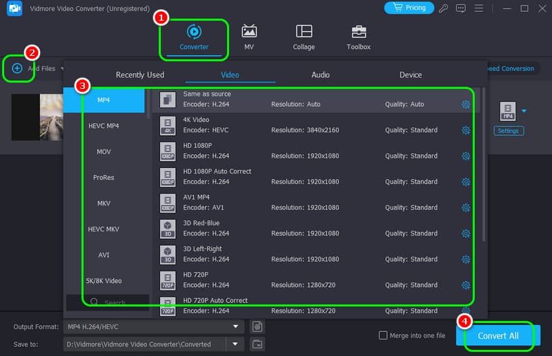 動画ファイル形式を変換する Vidmore