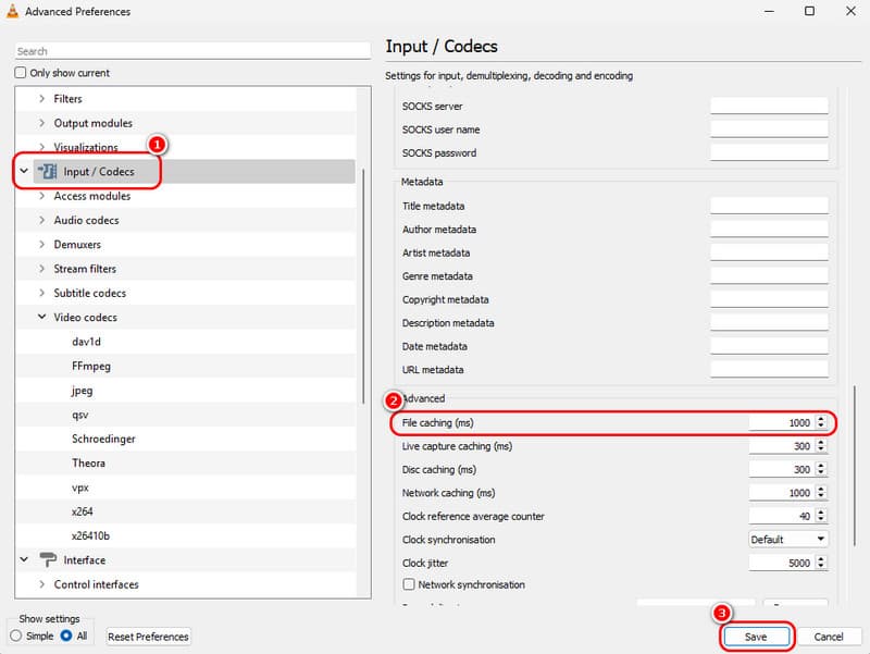VLC のキャッシュ値を増やす