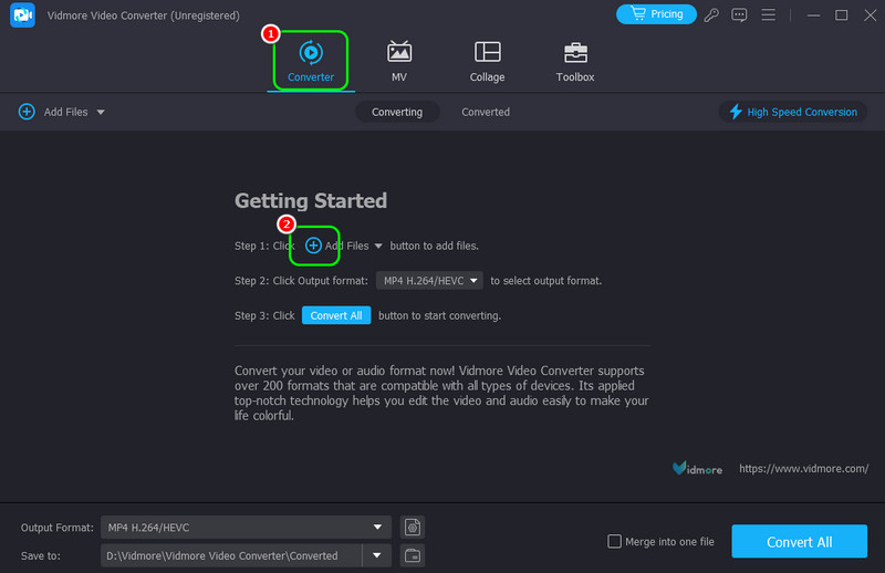 コンバーターで＋をクリック – Vidmore
