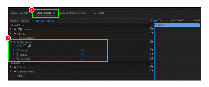 エフェクトコントロール シャープ処理 Premiere