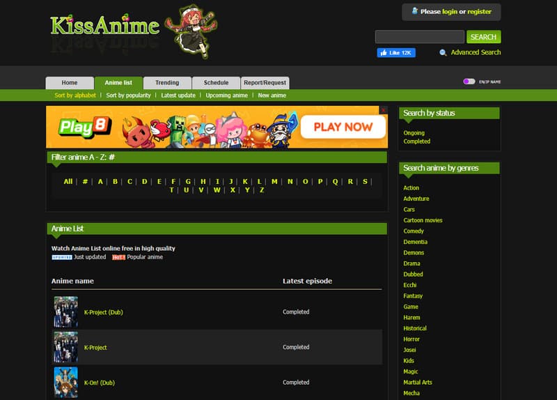 Kissanime 映画ストリーミングサイト