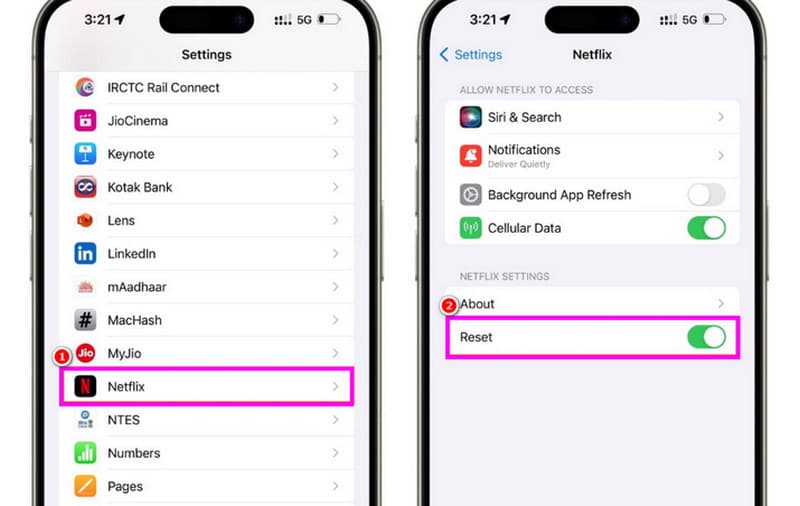 iPhoneでNetflixアプリをリセットする