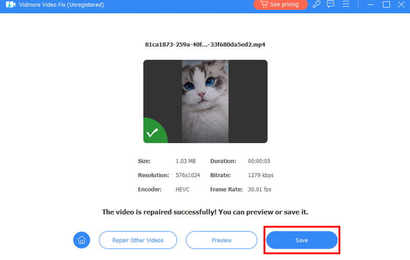 修復したGoPro動画をVidmoreで保存
