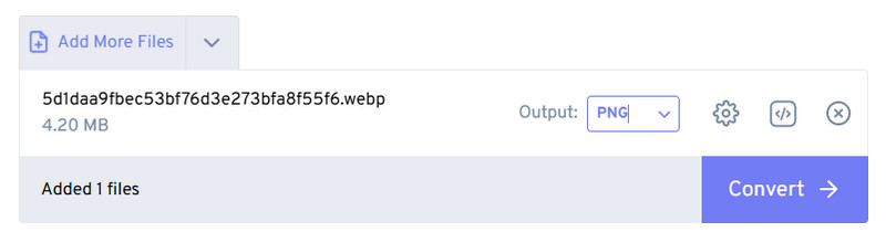 FreeConvert WebP から PNG 変換ツール