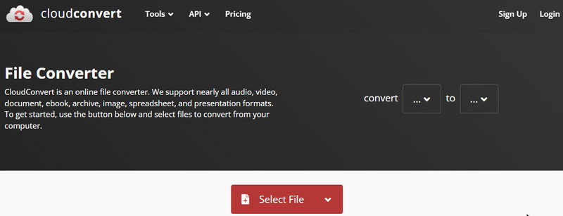 CloudConvertでファイルを選択