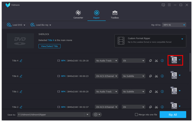 DVD出力形式を選択