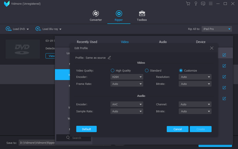 MOV のパラメーターを調整する