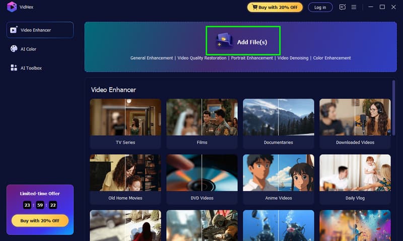 Add Files Add Pixelated Video Vidhex（Add Files ＞ ピクセル化した動画を追加 ／ Vidhex）