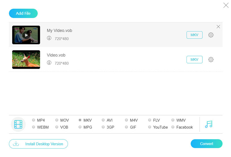 VOBファイルを追加
