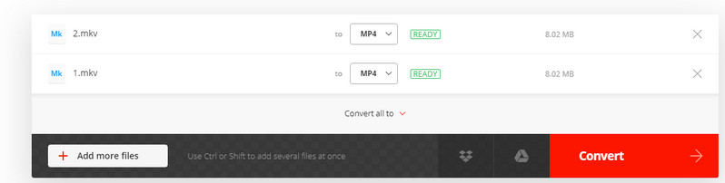 Convertio：MKVからMP4