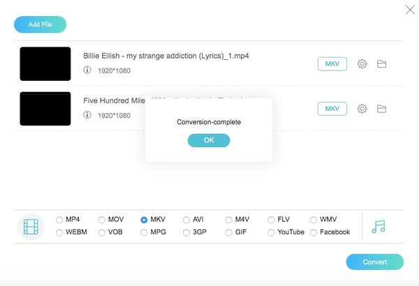 M2TS から MKV へのオンライン変換