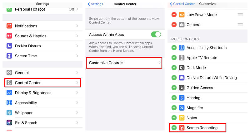 コントロールセンターに画面録画を追加する