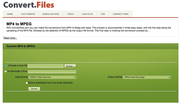 Convertfilesを使ってMP4をMPEGに変換