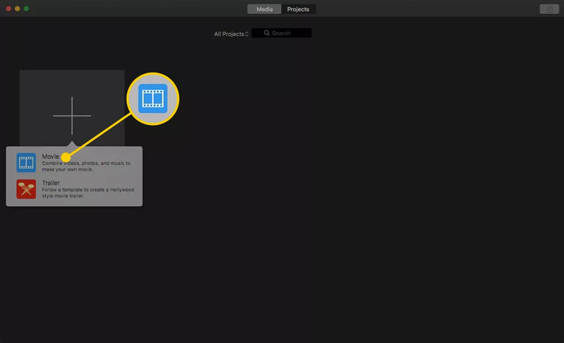 iMovie で新規作成