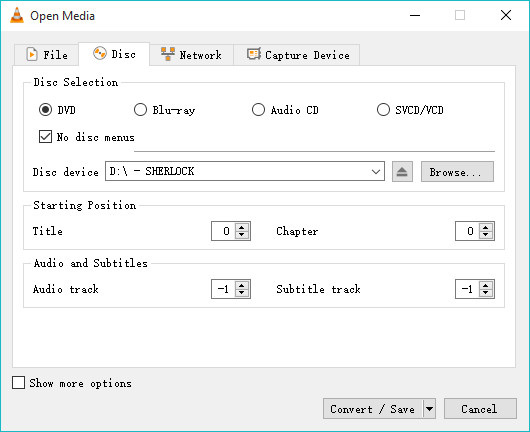 VLCのDVDメニュー
