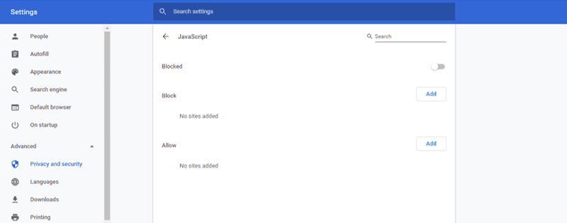 Chrome の JavaScript を有効にする