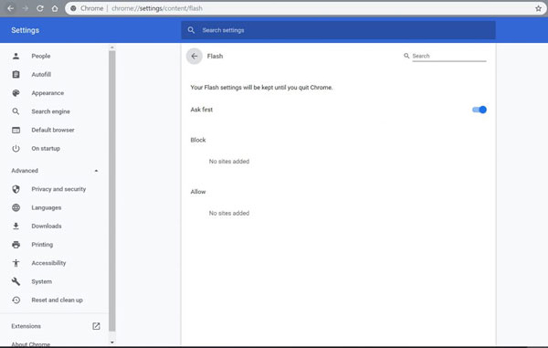 Flash 設定 Chrome
