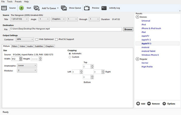 HandBrakeでブルーレイをリッピング