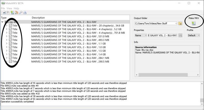 MakeMKV チャプター