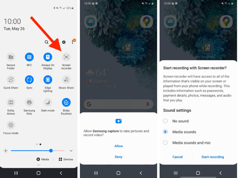 Samsung 画面録画