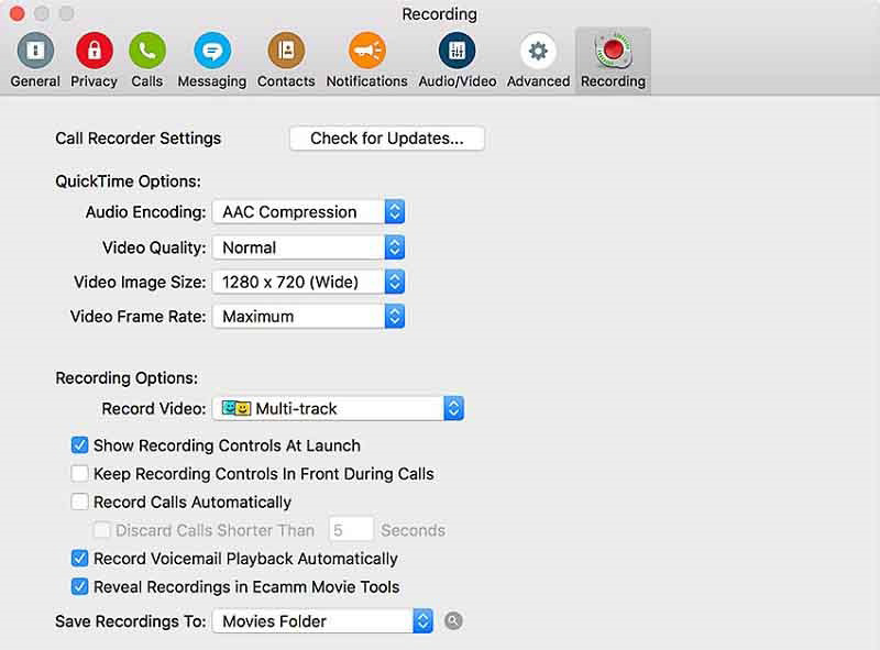 Skypeレコーダーを設定