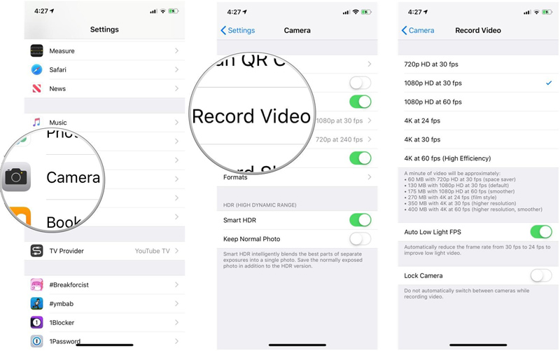 設定からカメラを選択