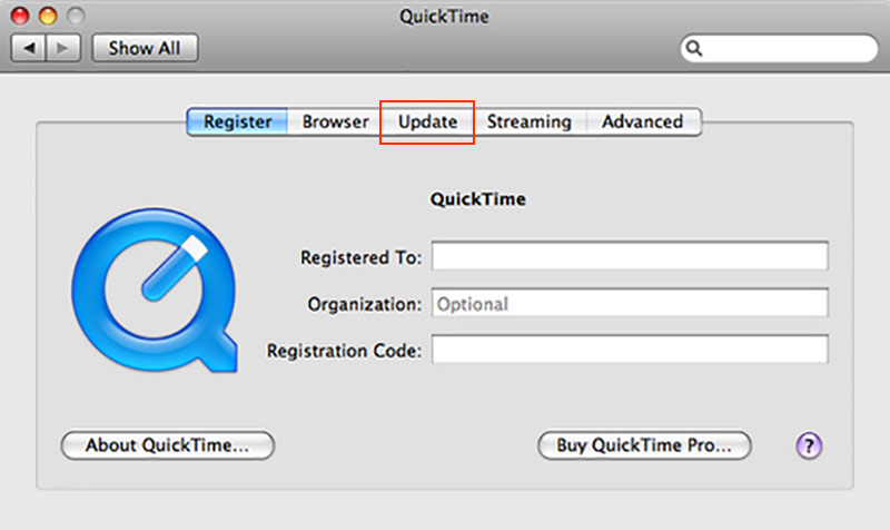 QuickTimeをアップデート