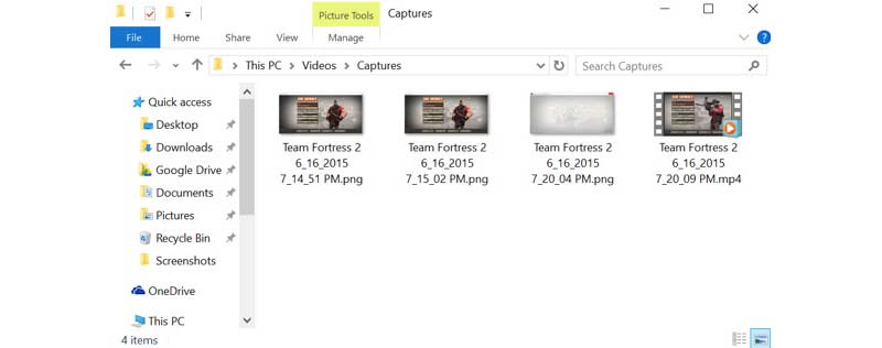 Windows 10 の Captures フォルダー