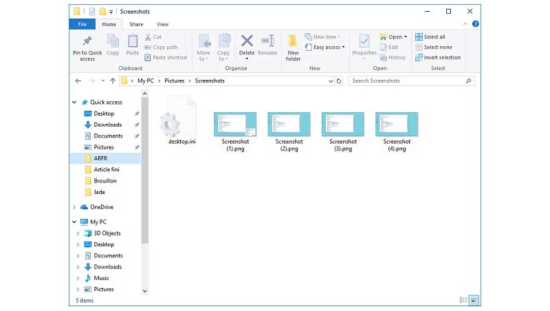 Windows の Screenshots フォルダー
