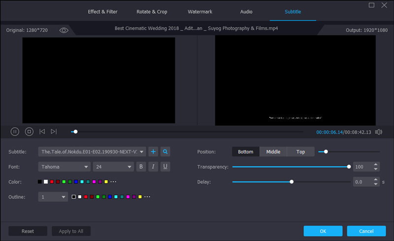 字幕効果を編集