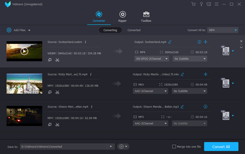 Vidmore インターフェース