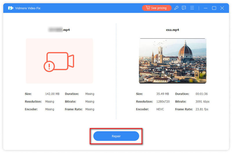 動画修復を開始